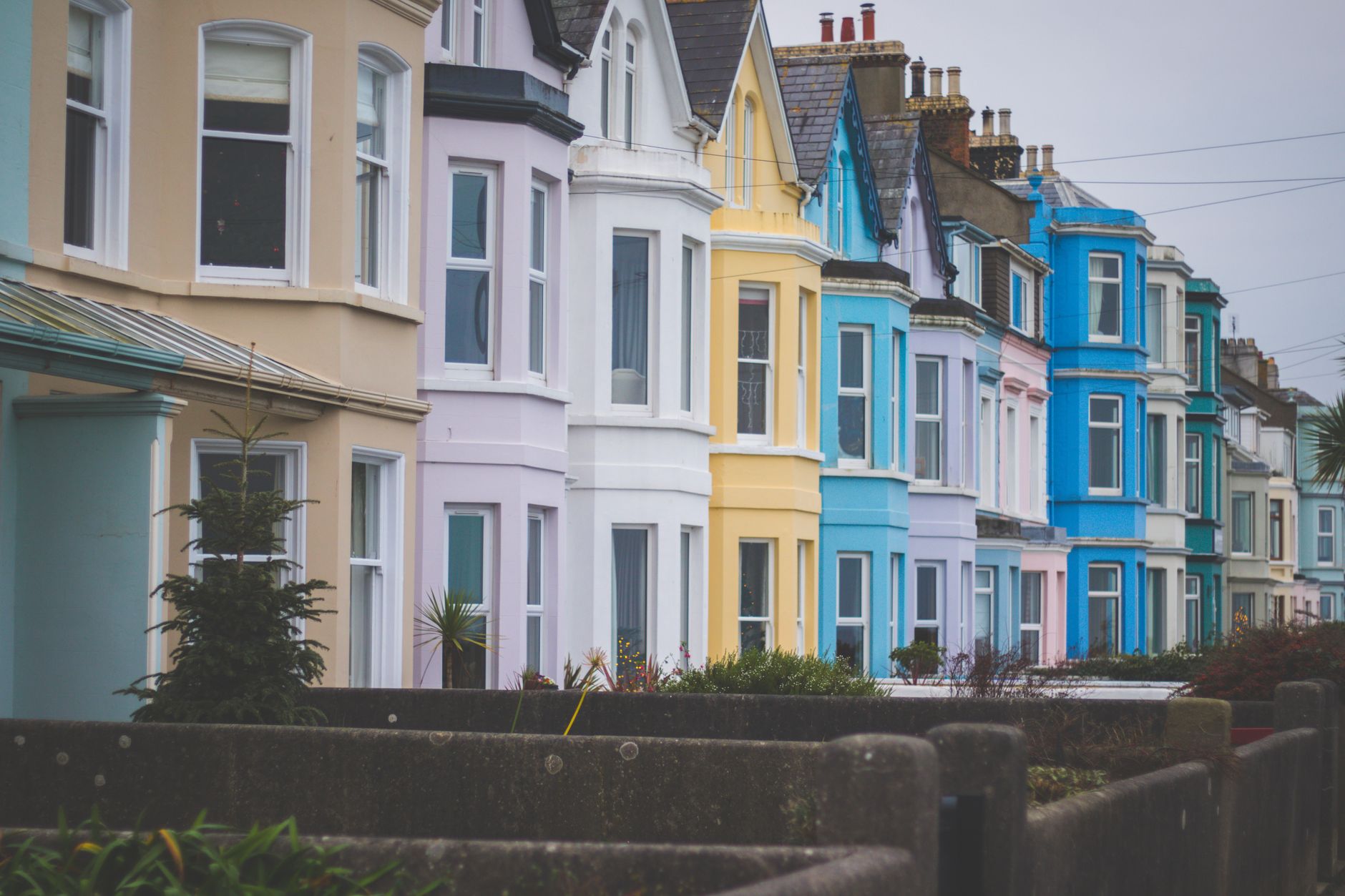 Colourful Victorian houses along a residential street
