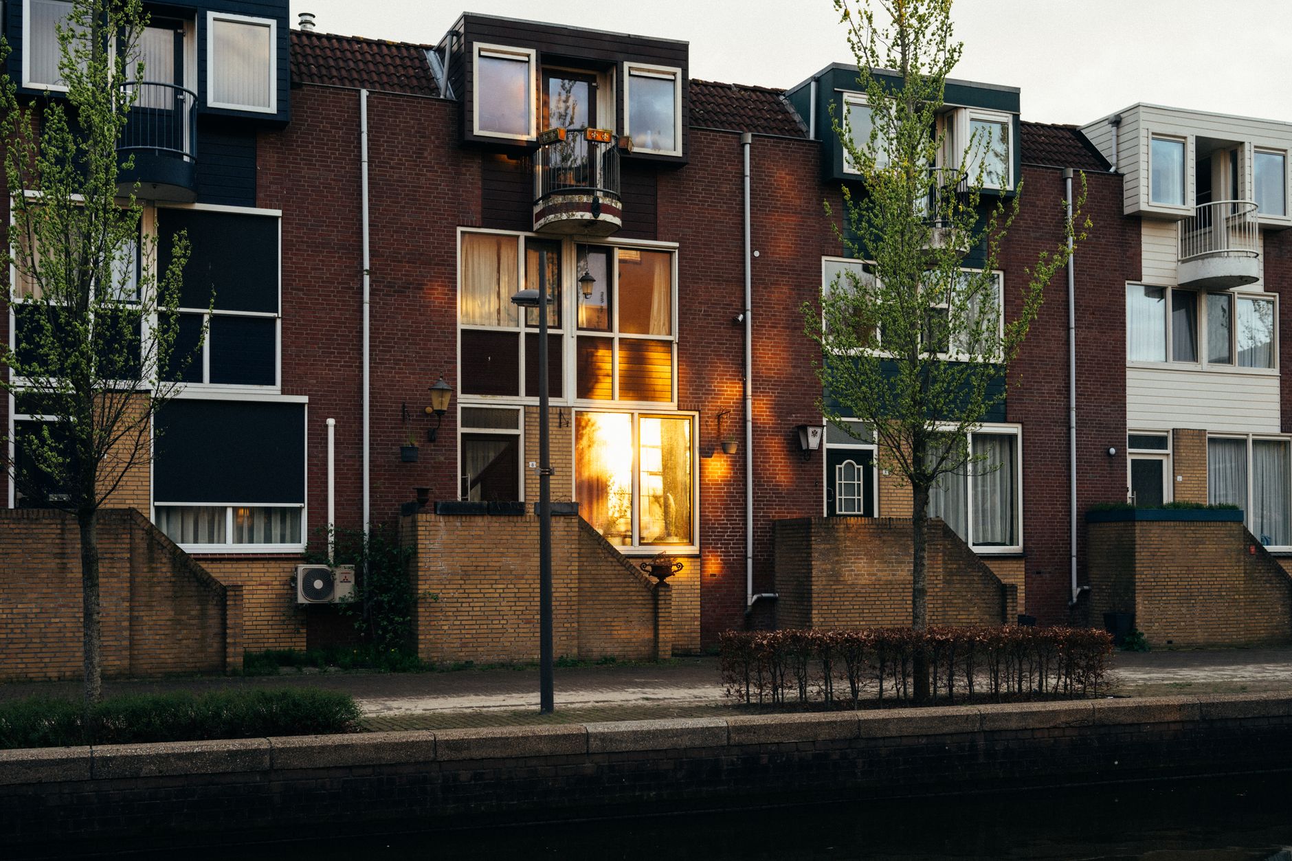 Modern townhomes on a quiet tree-lined street